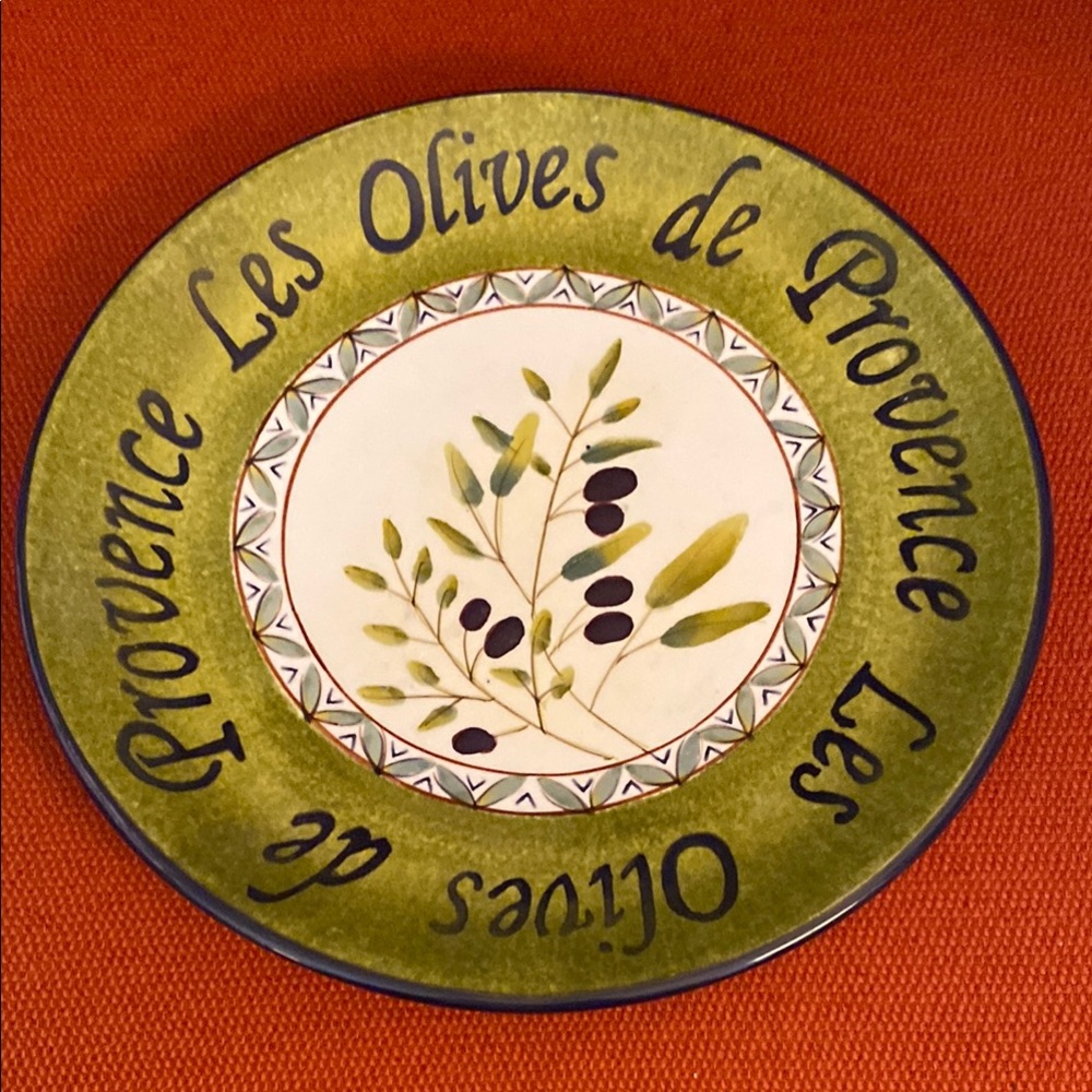 Sakura Les Olives De Provence Salad Plate Sage Green Rim